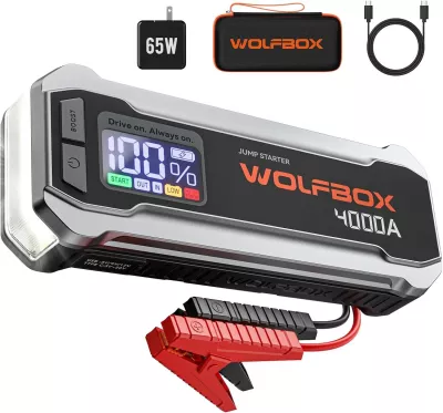 Démarreur De Batterie 12V Avec Compresseur D'air - Sans Fil, 8000 MAh, écran LCD, Pour Voiture, Moto, Camping - 18.5x11.5x6 Cm